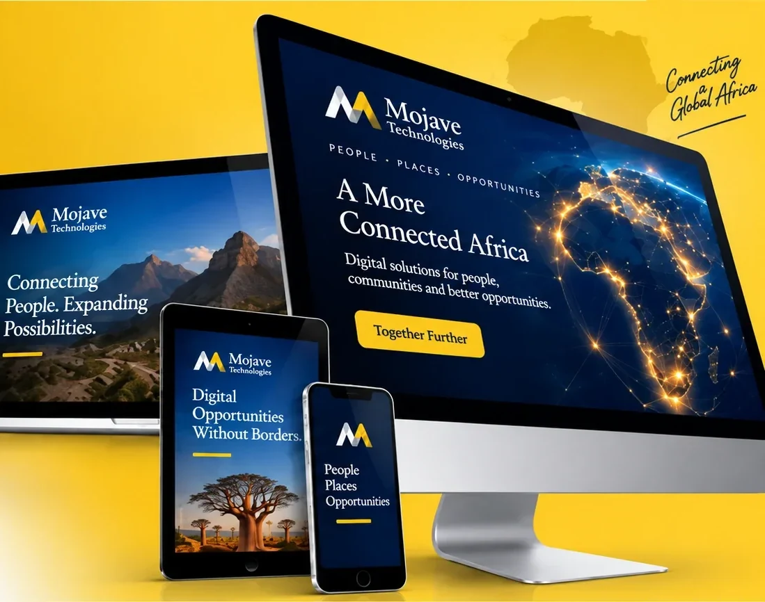 Mojave Technologies on laptop, tablet, phone and desktop screens